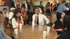 Obama meets with  working families  at a Chipotle restaurant