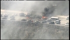 Cars burned as wildfire shuts down I-15 in Cajon Pass in California