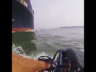JET SKIER ALMOST GETS SUCKED UNDER CONTAINER SHIP!