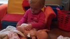 Child gets grossed out pretending her doll has poo pooed