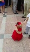 Dog dressed like little girl, kids excited and want to play with her