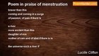 Lucille Clifton - Poem in praise of menstruation