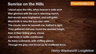 Henry Wadsworth Longfellow - Sunrise on the Hills