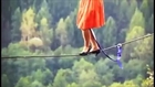 High-Heeled Shoes On The Tightrope Walking Girl